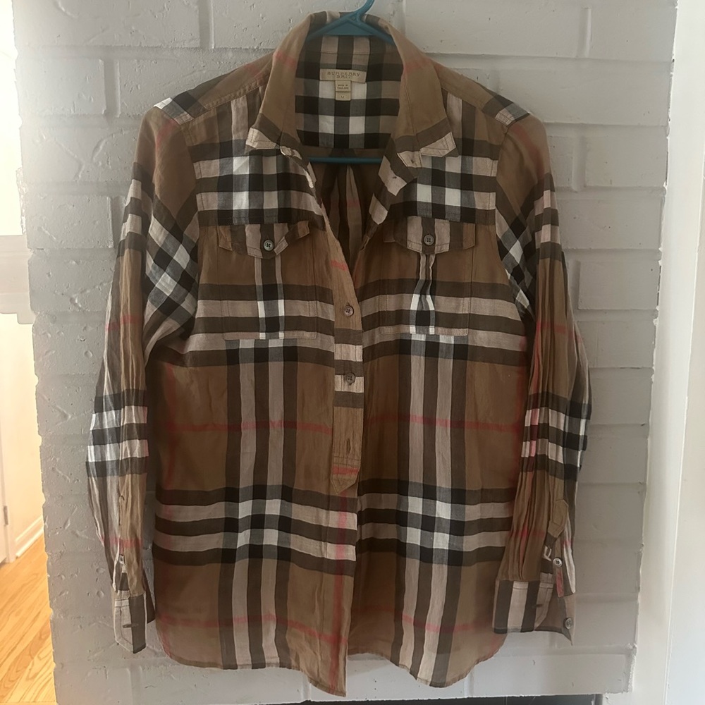 Burberry Brit Black and Tan Plaid Shirt